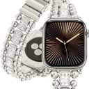 HANDODO Luxury Bling Jewelry Band Women for Apple Watch Series 10 9 8 7 6 5 4 3 2 1 SE SE2 Ultra 2, Cute Stainless Steel Strap for iWatch 49mm 46mm 45mm 44mm 42mm 41mm 40mm 38mm, Bracelet Diamond (Starlight-Beads)