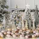 Sea Team 21-Pack Christmas Ball Ornaments with Strings, 80mm/3.15-Inch Large Size Baubles, Shatterproof Plastic Christmas Bulbs, Hanging Decorations for Xmas Tree, Holiday, Wedding, Party, Rose Gold