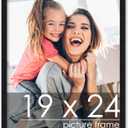 Poster Palooza 19x24 Frame Black Solid Wood Picture Frame | 0.75 Inch Moulding Width | Includes UV Acrylic Plexiglass, Foam Board Backing & Hanging Hardware