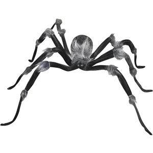 Jewel Eyed Spider Halloween Decoration, 39" Wide, Black with Posable Legs, Lightweight Foam and Fabric, Perfect for Indoor Haunted Displays