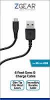 ZGEAR 4' MICRO USB DATA CABLE BK EA