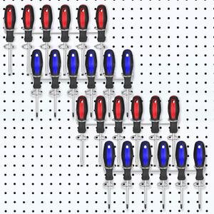 Ripeng 4 Pieces Pegboard Screwdriver Holders Peg Board Organizer Accessories Multi Ring Tool Holders Six Tool Organizer Racks for Pegboard, Pliers (Silver)