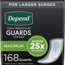 Depend Men's Incontinence Guards - Maximum Absorbency - 168 Count