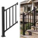 Akenow 36in H X 2 Ft Deck Railing Kit，Black Porch Railing with Post，1 Post+1 Panel All-in-One Installation, AAMA 2604 Coat Modular Deck Kits for Outdoor Steps Decks, Porches & Balconies Stairs