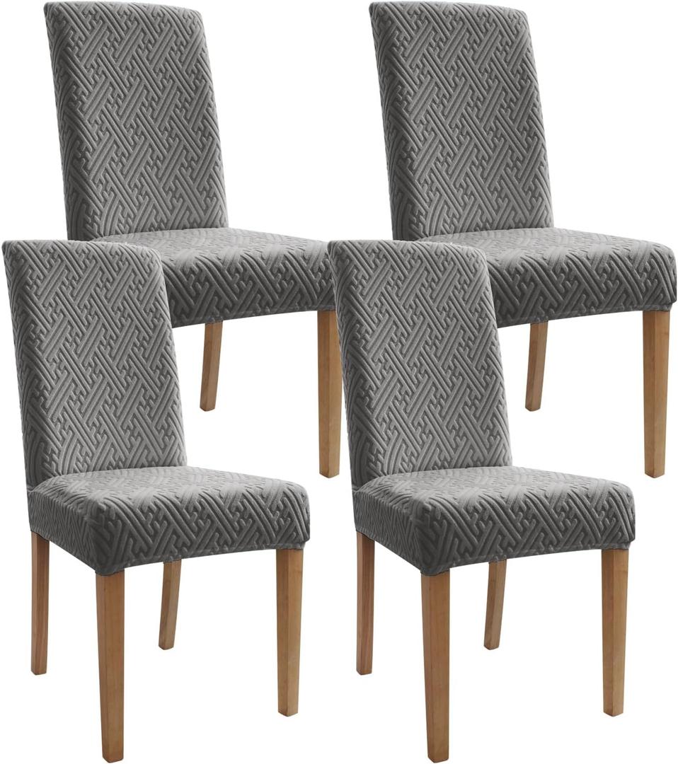 Chair Covers, Dining Room Chair Covers, Anti-cat Scratch, Washable, Regular Size, Chair Covers 4 Pack, for Kitchen, Hotel, Meeting