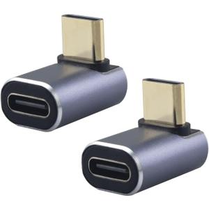 USBC Right Angle Elbow Adapter2PCS, Type C Male to Female Adapter Extender 90 Degree Support 100WFast Charging 40Gbps Data Transfer for Laptop,Tablet,Mobile Phone