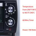 Countertop 9.6L 4 Slices Small Toaster Oven Compact Size, Even Heating, For Toast, 8" Pizza，Bake and Broil in Apartment, Dorm, Suitable For 2-3 Persons