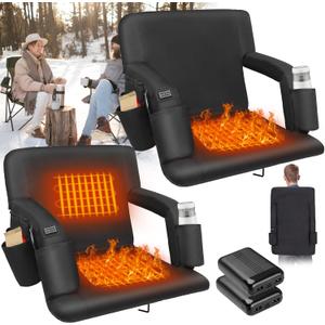 Heated Bleacher Seat with Backrest Heated Stadium Seats for Bleachers with Battery Heated Stadium Seats with Back Support 6 Reclinng Positions and 3 Levels of Heat Heated Stadium Chair (2, 25")