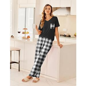 Ekouaer Women's 1 Piece Pajama Sleeve Sleepwear Pj Pants Pjs with Pockets 2XL Ekouaer Women's 1 Piece Pajama Sleeve Sleepwear Pj Pants Pjs with Pockets 2XL