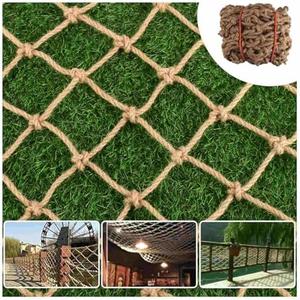 Hemp Rope Netting Safety, Climbing Net for Kids Outdoor,Safety Net for Stairs Balcony,Railings,Garden,Playground,Tree House and Decoration (6MM-8CM, 3.3ft×16.5ft)