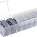 OwnMy Plastic Trading Card Storage Box Clear Trading Card Storage Case, Plastic Game Sports Baseball Cards Storage Boxes Organizer with Dividers, White