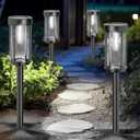 12 Pack Solar Lights Outdoor Waterproof for Garden Walkway Pathway Lawn Yard Decorative Modern Landscape Lighting. (Cool White Light, 12)