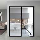 Transparent Insulated Door Curtain, Magnetic Thermal Door Cover Screen Door Self-Closing Privacy Magnetic Screen Door Hands Free for Kitchen, Bedroom, Air Conditioner Room, Fits Doors up to 72" x 80"