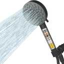 Filtered Shower Head with Handheld,High Pressure 6 Spray Mode Showerhead with Filters,Detachable Shower Head, Water Softener Filters Beads for Hard Water -Remove Chlorine (Black)