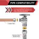 20-Pack EFIELD Angle Stop Valve 1/2" Nominal (5/8" OD) Compression x 3/8" OD, 1/4-Turn, Chrome Plated,(VALVE116-20PCS)