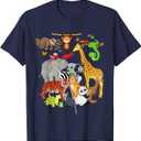 Zoo Animals Wildlife Birthday Party Zoo Day 26 Animals T-Shirt,XL