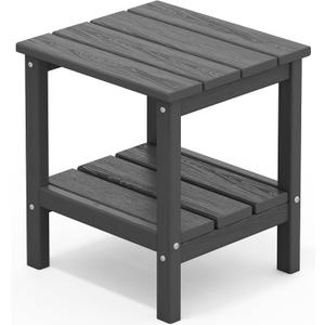 SERWALL 2-Tier HDPE Outdoor Side Table, Weatherproof Rectangular Adirondack Side Table, Gray (HDPE-1 pack, Grey)