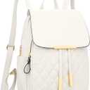 KKXIU Quilted Trendy Leather Backpack Purse for Women and Ladies Shoulder Travel Daypacks Bags (White), 10L*4.5W*12H (inch)