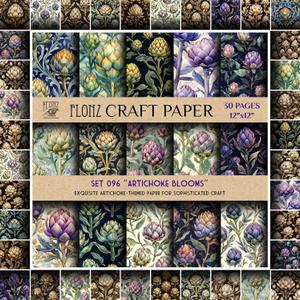FLONZ Scrapbook Paper (30 pages 12"x12") Artichoke Blooms: Exquisite Artichoke-Themed Paper for Sophisticated Craft and Art Projects ~ Vintage Styled Double Sided Paper Pad for Craft Cardmaking