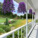 Sggvecsy Artificial Fake Hanging Flowers Plants for Outdoor Outside Spring Summer Decoration 2PCS Faux Silk UV Resistant Realistic Morning Glory Trailing Vines for Home Porch Patio Balcony(Purple)
