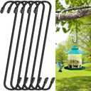 Dpyrrhic 6 Pack 14 Inch Black Extra Matel Heavy Duty Hook for Hanging Plants,Large S Hooks for Hang Brsket,Bird House,Clothes,Kitchenware,Garden,Patio