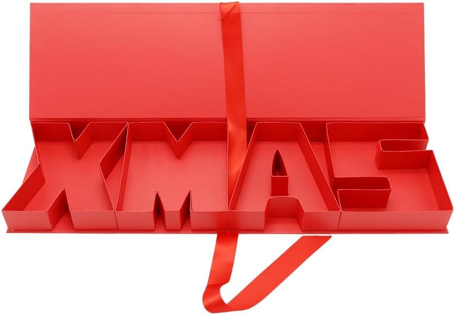 Alkiuyfv XMAS Empty Gift Box, Cardboard Letter Fillable Empty to Fill Christmas Gifts, Sweets Packaging Decorative (RED)