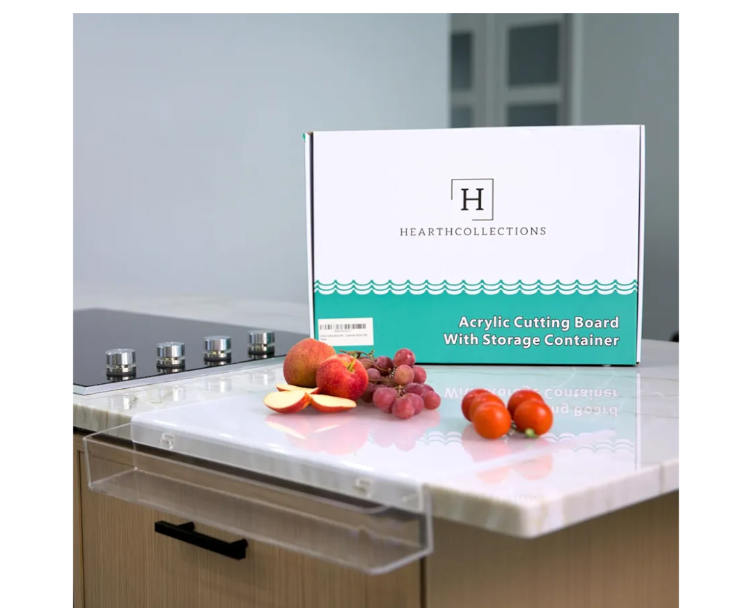 TOPSKINOY Clear Acrylic Cutting Board, 17.7x13.7 Inch with Counter Lip, Non Slip for Kitchen Utensils