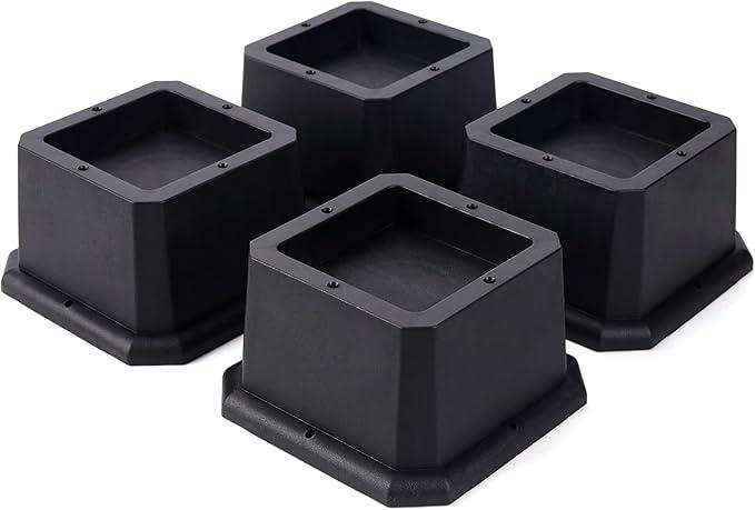 BTSD-home Furniture Risers 2 Inch Bed Risers Heavy Duty Adjustable Dorm Bed Lifts Risers Table Desk Chair Leg Extenders, 4 Pack Black