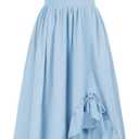 Scarlet Darkness Renaissance Dress Women Cottagecore Corset Dress Ruffle Maxi Dress with Pockets (Medium, Light Blue)