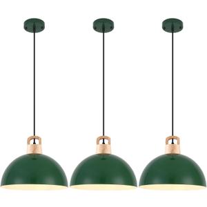 SESIMENT Farmhouse Pendant Light 11.8 inches, 3 Packs- Green Industrial Kitchen Pendant Lights for Library, Office, Kitchen Island, Bedroom
