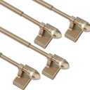 Magnetic Curtain Rods 4 Pack for Metal Doors and Windows, Multi-Use Adjustable Magnetic Rods for Small Windows Cafe Sidelight and Iron Steel Places (Adjust from 9 to 16 Inch, Gold)