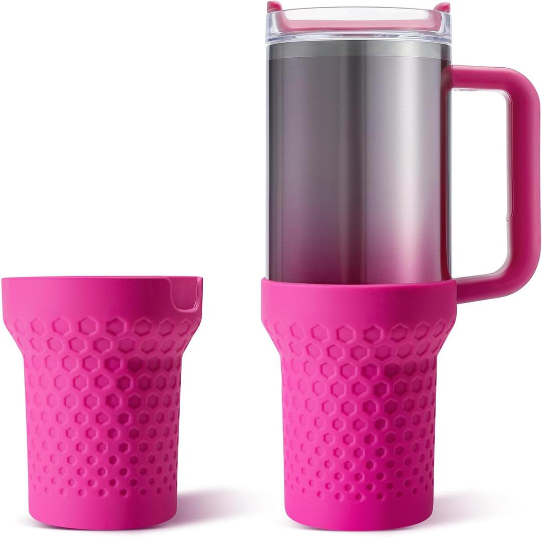 Silicone Boot for Stanley Cup 30oz / 20oz, Hot Pink Neon Boot Sleeve Cover Fit with Stanley H2.0 and Quencher Adventure Tumbler Accessories (30 oz & 20 oz, Hot Pink) (Hot Pink)