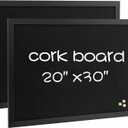 Board2by 2-Pack Farmhouse Linen Cork Bulletin Board, Black Frame 30" x 20" Corkboard, Office Board for Wall Decor, Wall Mounted Pin Board Picture Board with 40 Pushpins for School, Home & Office