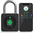 Pothunder Fingerprint Padlock with APP, Keyless Biometric Lock, Smart Waterproof Padlock Suitable for Gym, Locker, Gates, Fence, and Storage
