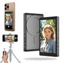 FLATIC Selfie Monitor Screen for iPhone & Android, 2000mAh Back Camera Vlog Selfie Monitor with Bluetooth Remote, Speaker, 3-Level Brightness, 4K/30FPS Wireless & Wired Recording, No Delay