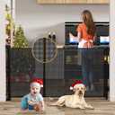 Uamector 138-Inch Extra Wide Retractable Baby Gate & Dog Gate, Reinforced Mesh Safety Gate Adjustable for Large Openings - Stairs, Doorways, Hallways - Indoor/Outdoor Use (138"W x 34"H, Black)