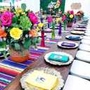 6 x 6 Pack Mexican Table Runners 14 x 84 Rainbow Colors Large Boho Mexican Theme Party Decoration for Cinco de Mayo Fiesta Party 6 Serape Table Runner (14 x 84)