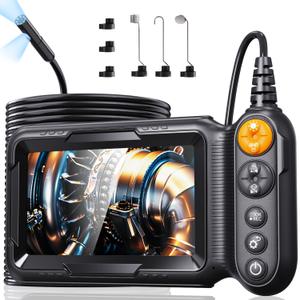 Borecope with Light 5M, 5in Dual Lens Endoscope Camera with Light, Digital Inspection Camera, 7.9mm IP67 Waterproof Endoscope, 5M/16.4FT Semi-Rigid for Car Wall Plumbing-6PCS ACCS