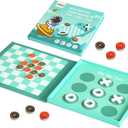 2-in-1 Magnetic Checkers & Tic-Tac-Toe Board Game | Travel Activities for Kids | Foldable Plane and Car Games | Family Fun Travel Essentials for Boy and Girl Over 3 Years