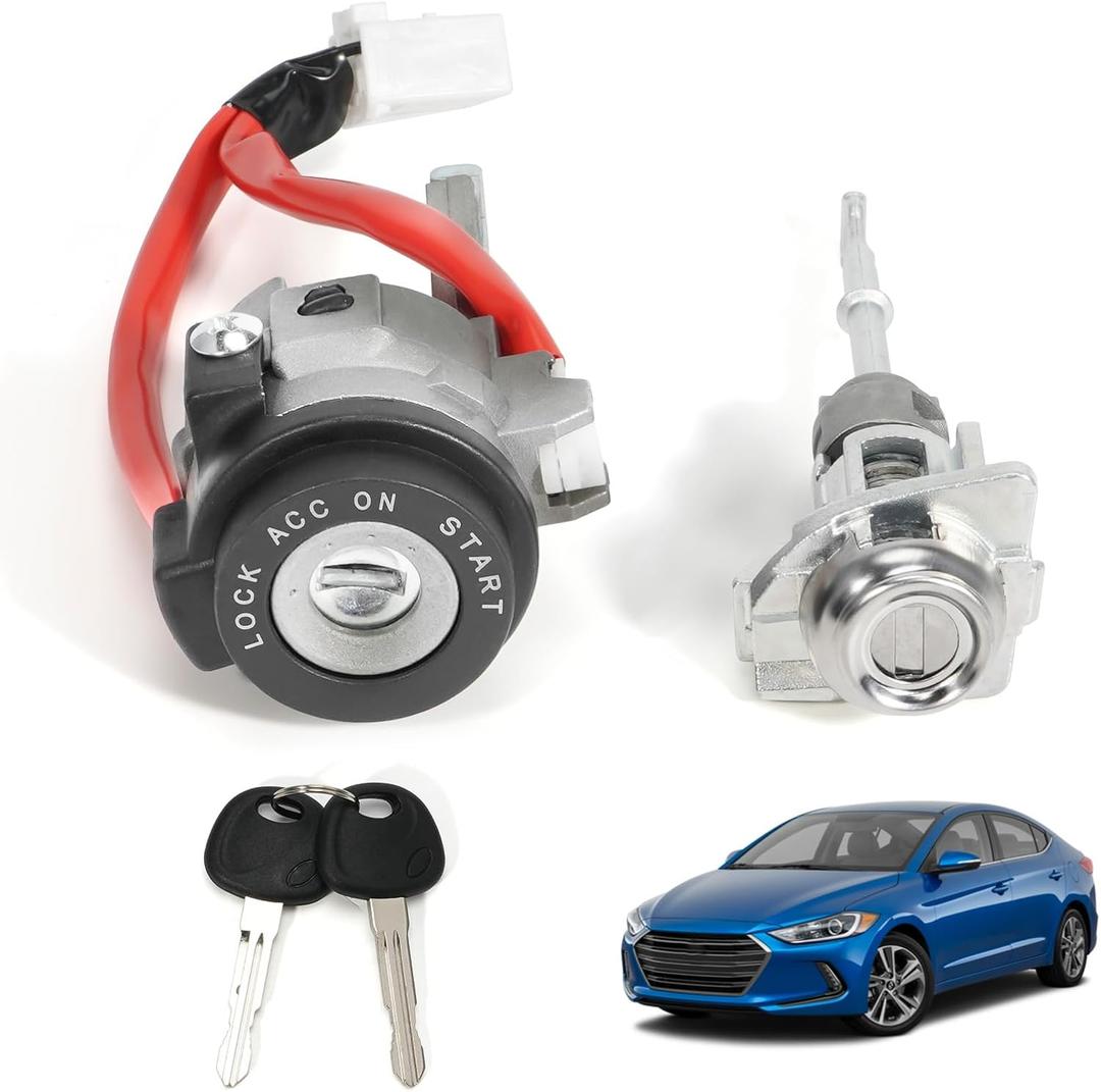 Ignition Switch & Door Lock Cylinder Assembly Fit for Hyundai Elantra, 2015-2020#Replace 81905-F2000 81910-F0000 with 2 Keys