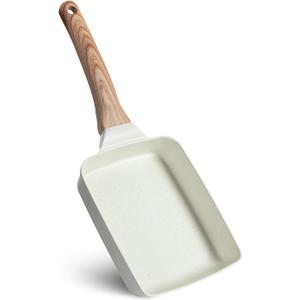 Nonstick Granite Omelette Skillet - Pancake Pan and Healthy Egg Cooker Suitable for Gas Stove Versatile Breakfast Skillet for Eggs, Pancakes, Plett, Crepes Frying Pan & Induction Cookware (White)