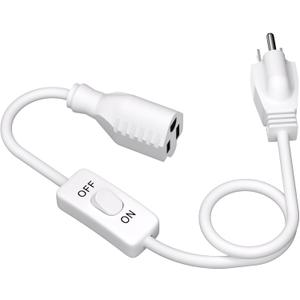 STARELO Extension Cord with Switch 3-Prong Indoor White Extension Cord,18AWG,Control Switch ON/Off 3A 125V NEMA 5-15R Grounded Plug Receptacle.3FT White