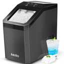 Aeitto Nugget Ice Maker Countertop, 55lbs/Day, Rapid Ice Release in 5 Mins, Large Capacity Chewable Ice Maker, Self-Cleaning with Stainless Steel Housing Ice Machine for Home Office and Party, Black
