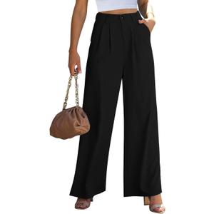 GRAPENT Wide Leg Pants for Women Work Business Casual High Waisted Dressy Pants Flowy Trousers Office (Small, Black)