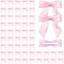 Daifunli 60 Pcs Coquette Bow, Pink Bow Birthday Party Decor, 3 x 3 Inches Pink Gift Wrap Bows Satin Ribbon Bows Self Adhesive Bowknot for Birthday Gift Wrapping Double Sided Tape