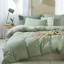 Pom Standard Size Pillow Shams Set of 2, Boho Ball Tassel Trimmed Pillowshams, Pompom Fringe Cute Microfiber Pillowcases, 20x26 Inch, Sage Green