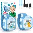 Rechargeable Walkie Talkies Toys for Kids, Hands-Free Walkie Talkie Watch Toys for Boys Age 3-12 with 3274FT Range, Wearable Wrist & Lanyard, Outdoor Toys for Camping, Hiking, Birthday Gifts (Blue)