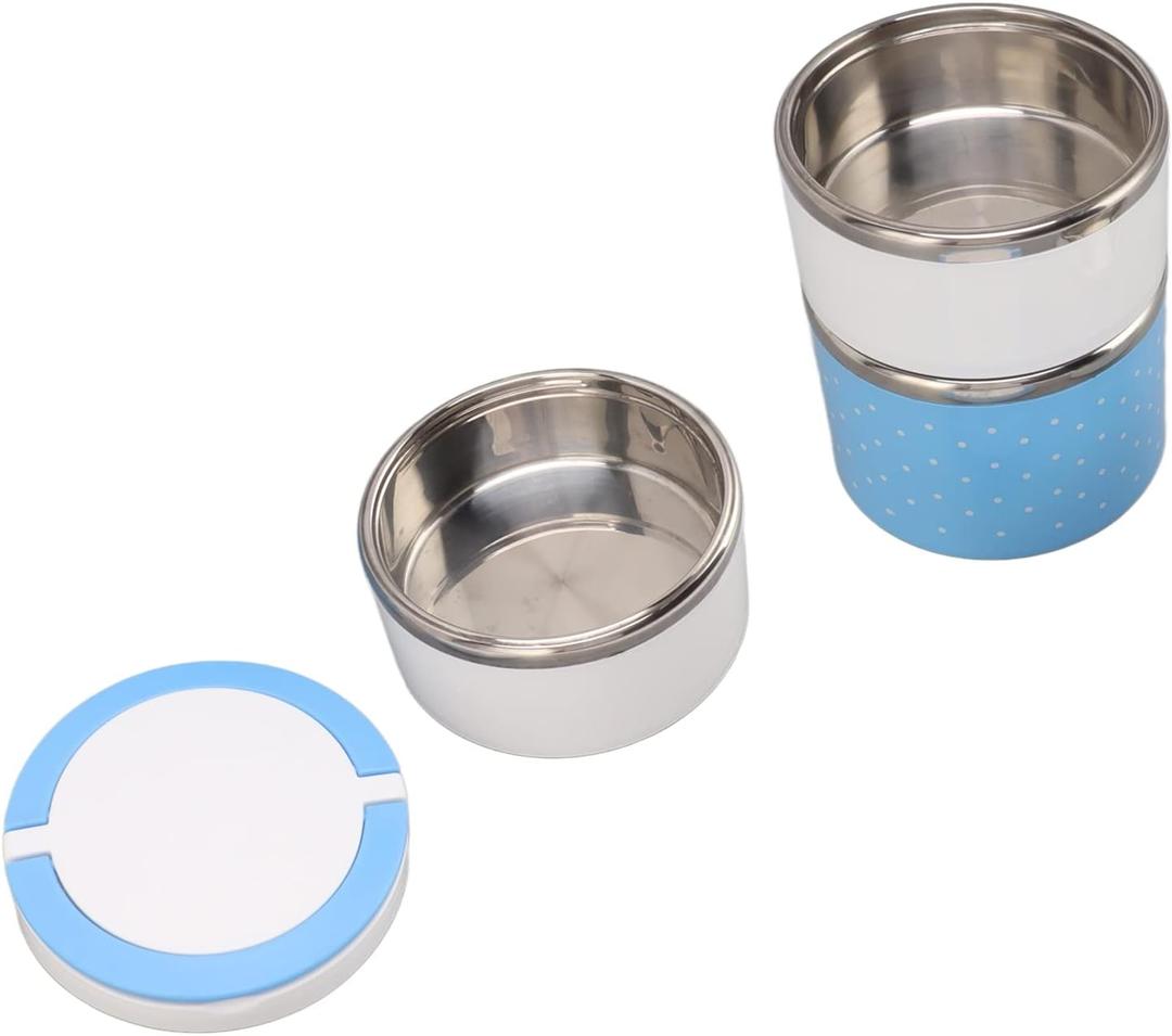 Stainless Steel Thermal Box, Healthy 3 Layers Big Capacity Retain Freshness Stackable Thermal Lunch Container for Travel for Work Lunches (Blue)