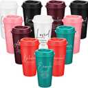 12 Pcs Inspirational Christian Cups Bulk Christian Gifts for Church 16 oz Reusable Plastic Bible Verse Tumbler with Lid Straw Scripture Drinking Cup Religious Easter Gifts for Men Women