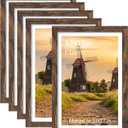 12x18 Picture Frame Set of 5, Rustic Brown Poster Frame, Display Pictures 11 x 17 with Mat or 12 x 18 Without Mat for Horizontal or Vertical Wall Mounting, Wall Gallery Frame, 12x18 - 5 PACK